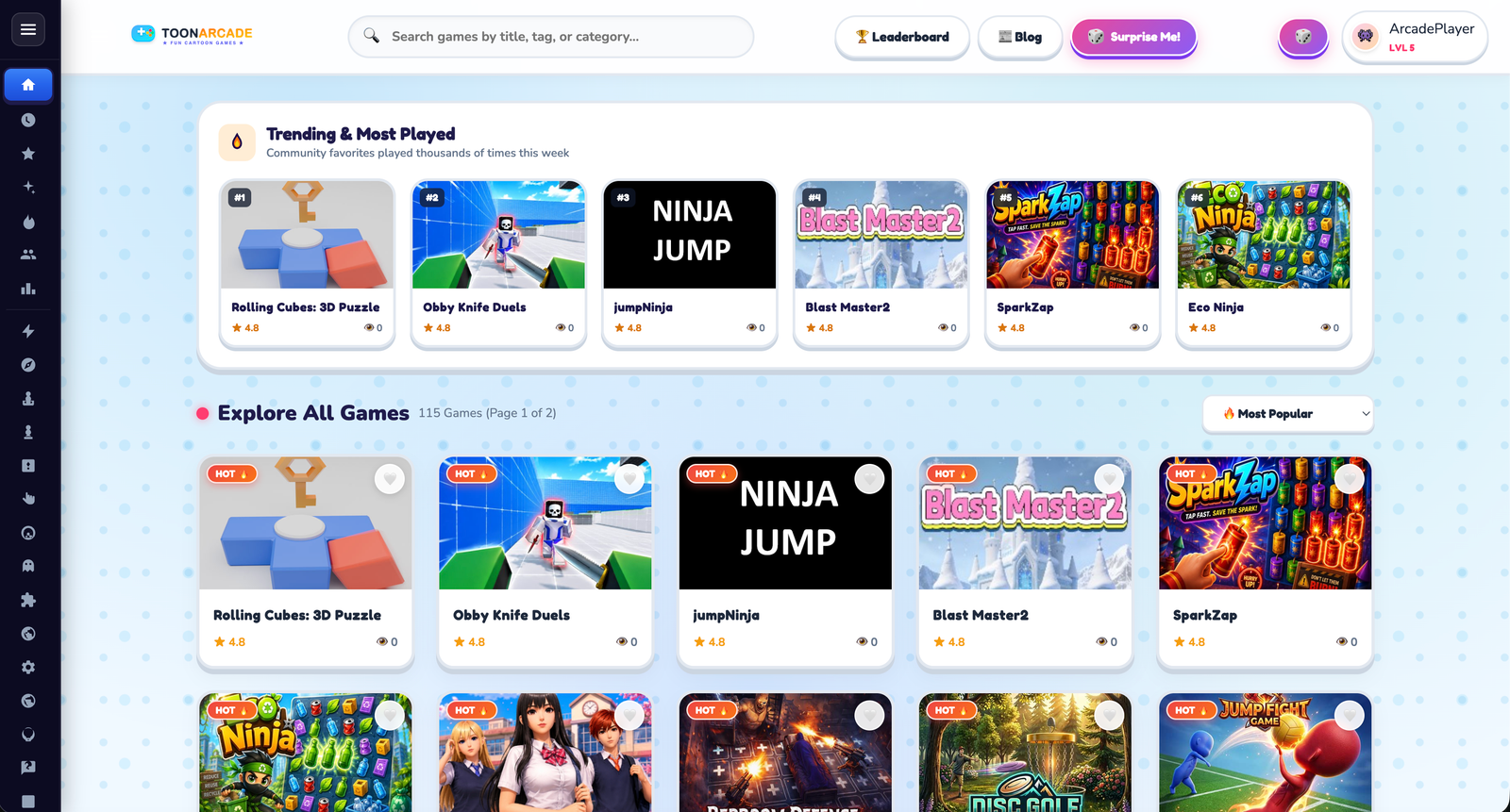 FoxCade Responsive Game Portal Showcase Preview 3